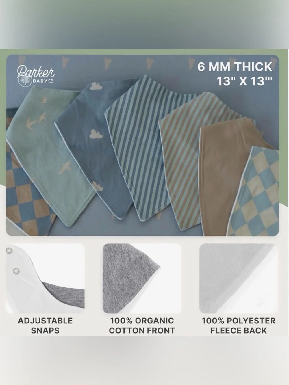 NWT - Parker Baby Bandana Bib Set in Blue, Light Blue, Cream & Beige